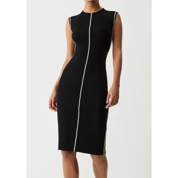 Contrast Piping Midi Sweater Dress | Size Small (4) | Commense - Picture 4 of 5